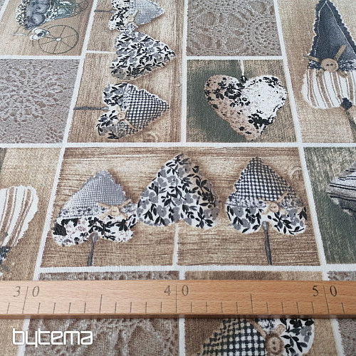 Tessuto decorativo SRDÍČKA LIDIA grigio