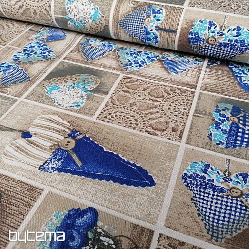 Tessuto decorativo CUORE DI LIDIA blu