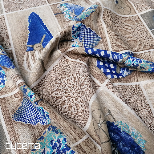 Tessuto decorativo CUORE DI LIDIA blu