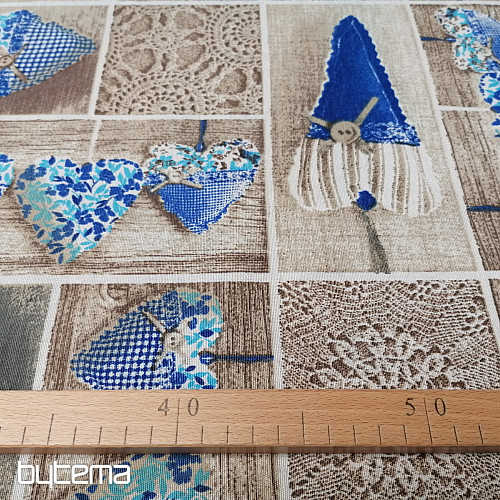 Tessuto decorativo CUORE DI LIDIA blu