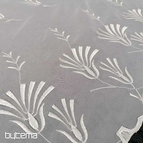 Tenda in vetro colorato - crema, ricamata W297