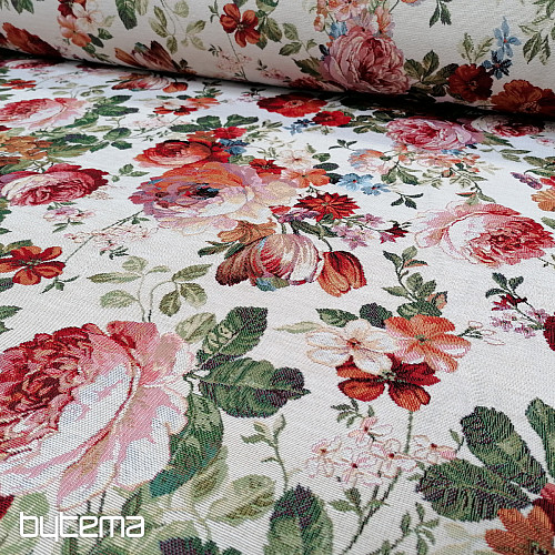 Tessuto arazzo CREMA ROSA