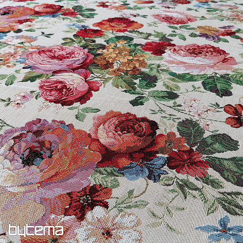 Tessuto arazzo CREMA ROSA