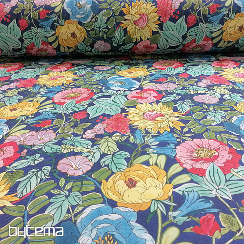 Tessuto decorativo FIORI D&#39;ESTATE - BLU