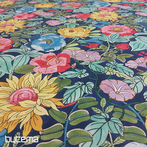 Tessuto decorativo FIORI D&#39;ESTATE - BLU