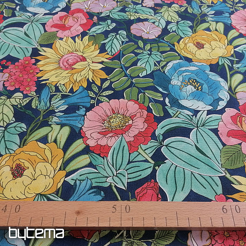 Tessuto decorativo FIORI D&#39;ESTATE - BLU