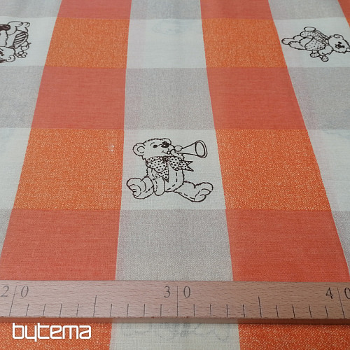 Tessuto di cotone a quadri Bears - arancione