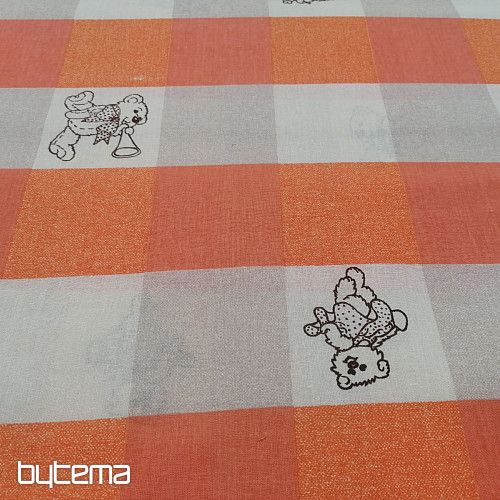 Tessuto di cotone a quadri Bears - arancione