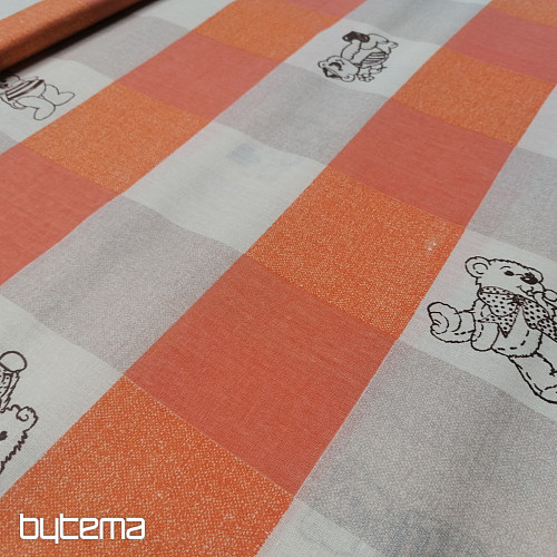 Tessuto di cotone a quadri Bears - arancione