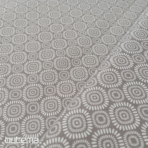 Tessuto Geo Sun in cotone grigio-beige