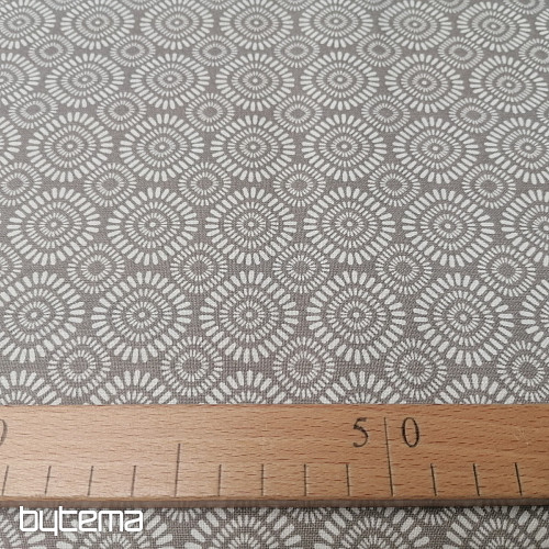 Tessuto Geo Sun in cotone grigio-beige