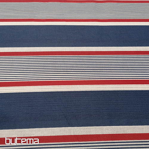 Tessuto di cotone Righe blu-rosse