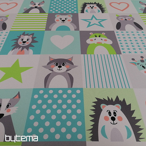 Tessuto decorativo BLACK-OUT Animali turchese