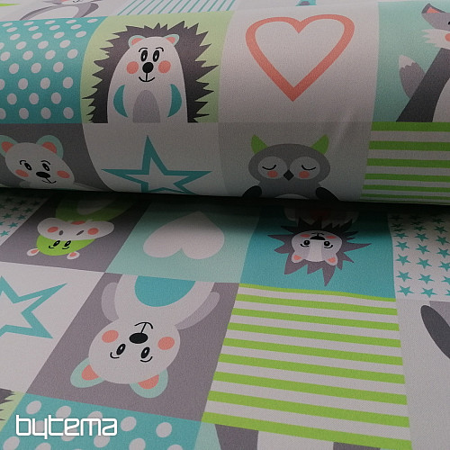Tessuto decorativo BLACK-OUT Animali turchese