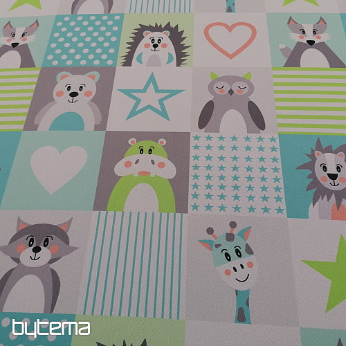Tessuto decorativo BLACK-OUT Animali turchese