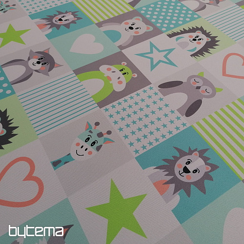 Tessuto decorativo BLACK-OUT Animali turchese