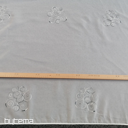 Tenda in voile con ricamo Gerster bianco e nero