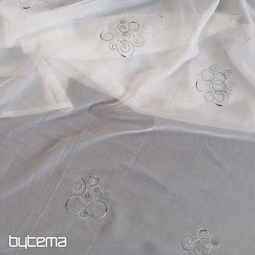 Tenda in voile con ricamo Gerster bianco e nero