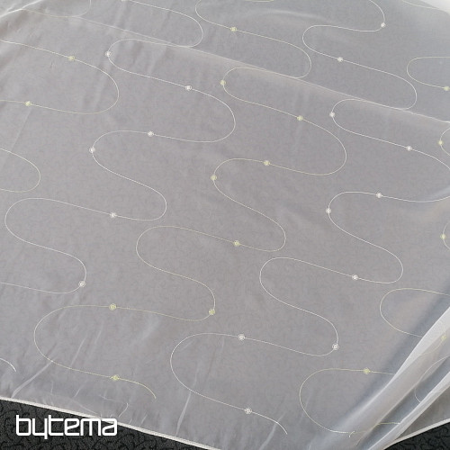 Tenda in voile con ricamo Gerster verde e crema