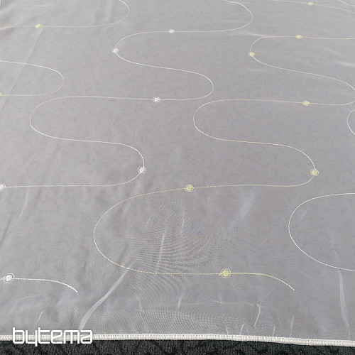 Tenda in voile con ricamo Gerster verde e crema