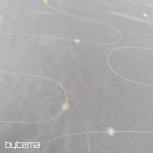 Tenda in voile con ricamo Gerster verde e crema