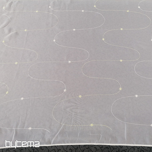 Tenda in voile con ricamo Gerster verde e crema