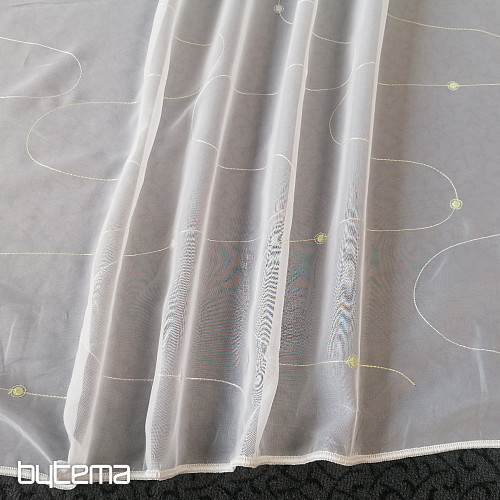 Tenda in voile con ricamo Gerster verde e crema