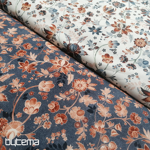 Tessuto di cotone blu VARANASI KALAMKARI
