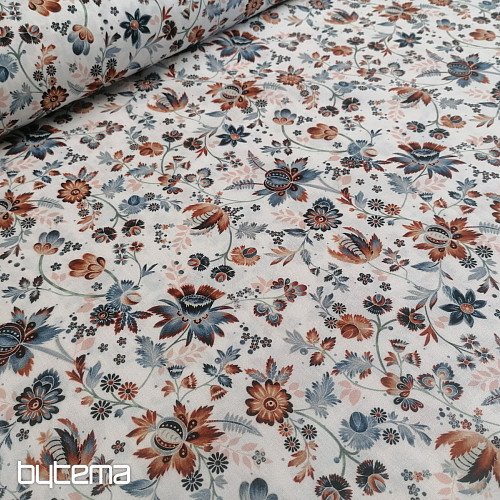 Tessuto di cotone VARANASI KALAMKARI bianco