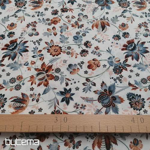Tessuto di cotone VARANASI KALAMKARI bianco