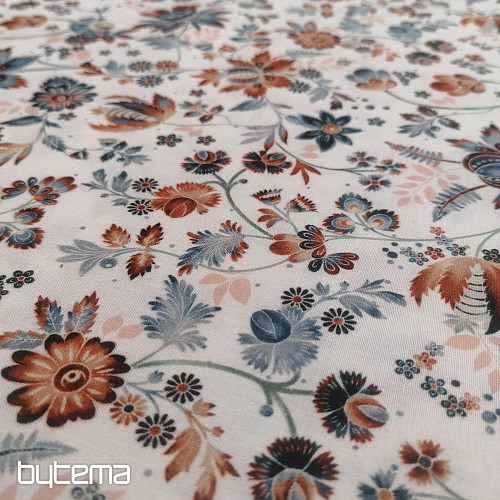 Tessuto di cotone VARANASI KALAMKARI bianco