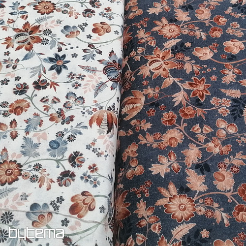 Tessuto di cotone blu VARANASI KALAMKARI