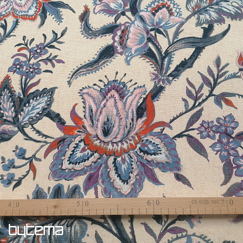 Tessuto decorativo GRANDE FIORE BLU