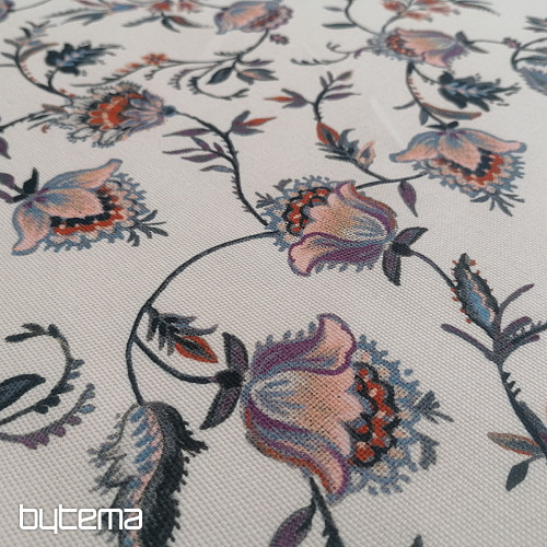 Tessuto decorativo VARANASI-C fiore piccolo bianco