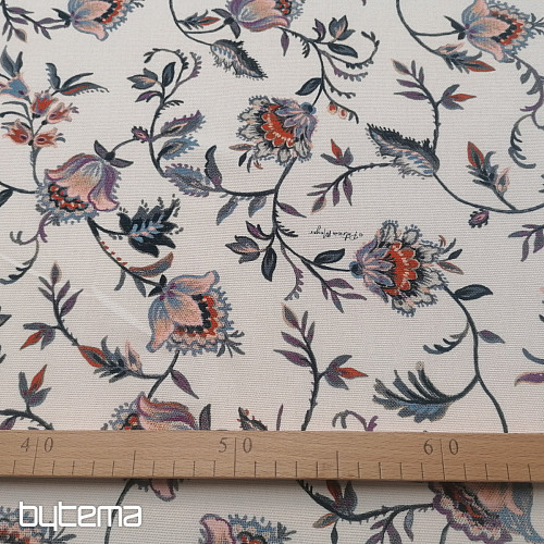 Tessuto decorativo VARANASI-C fiore piccolo bianco