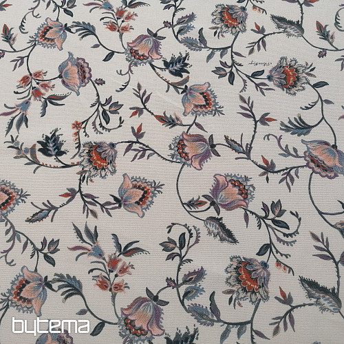 Tessuto decorativo VARANASI-C fiore piccolo bianco