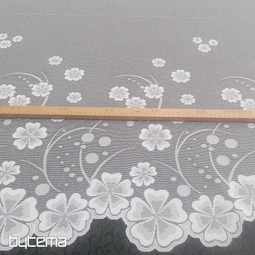 Tenda jacquard A39000 fiori bianchi