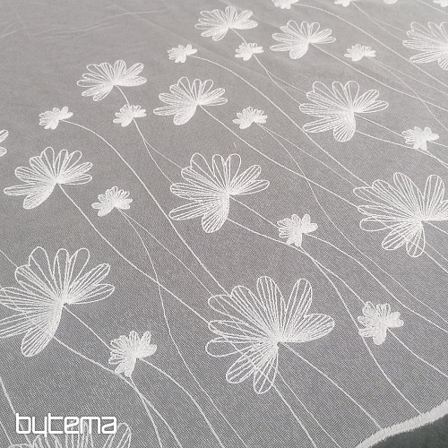 Tenda bianca ricamata di lusso con fiori 11749/0001