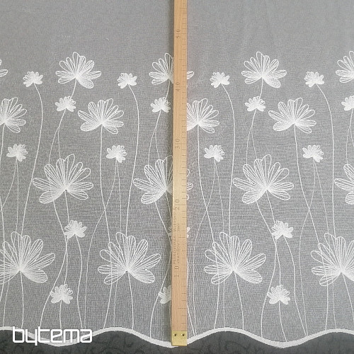 Tenda bianca ricamata di lusso con fiori 11749/0001