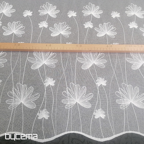 Tenda bianca ricamata di lusso con fiori 11749/0001