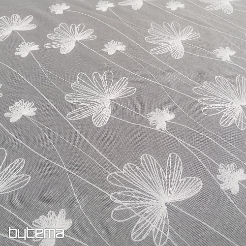 Tenda bianca ricamata di lusso con fiori 11749/0001