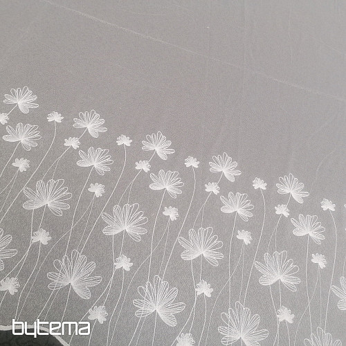 Tenda bianca ricamata di lusso con fiori 11749/0001