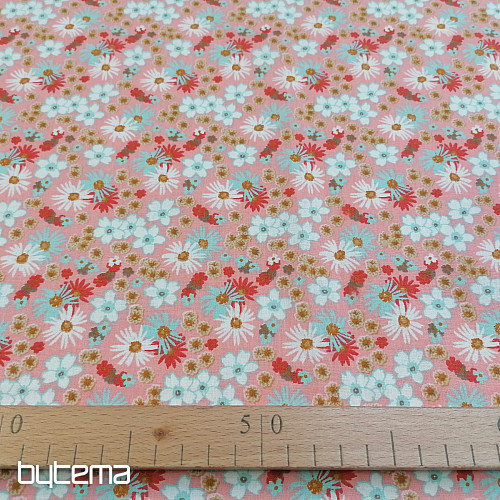 Tessuto di cotone ZINIA fiori di pesco