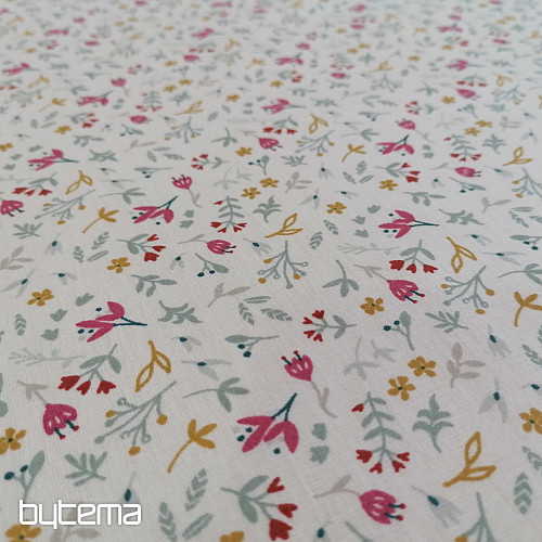 Tessuto di cotone AZRA fiori bianchi