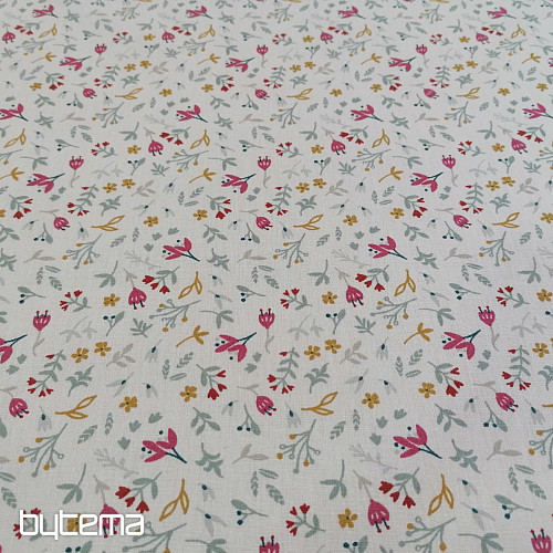 Tessuto di cotone AZRA fiori bianchi