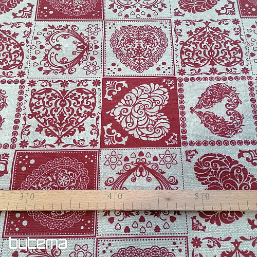 Tessuto decorativo AMORE GRANATO rosso