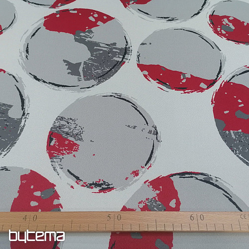 Tessuto decorativo BLACK OUT Bolle rosse