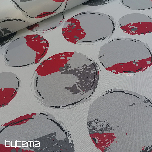 Tessuto decorativo BLACK OUT Bolle rosse