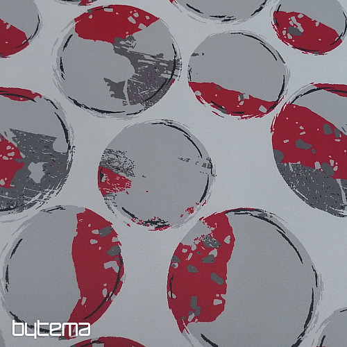 Tessuto decorativo BLACK OUT Bolle rosse