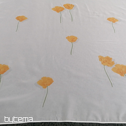 Tenda in voile bianco - papaveri arancioni